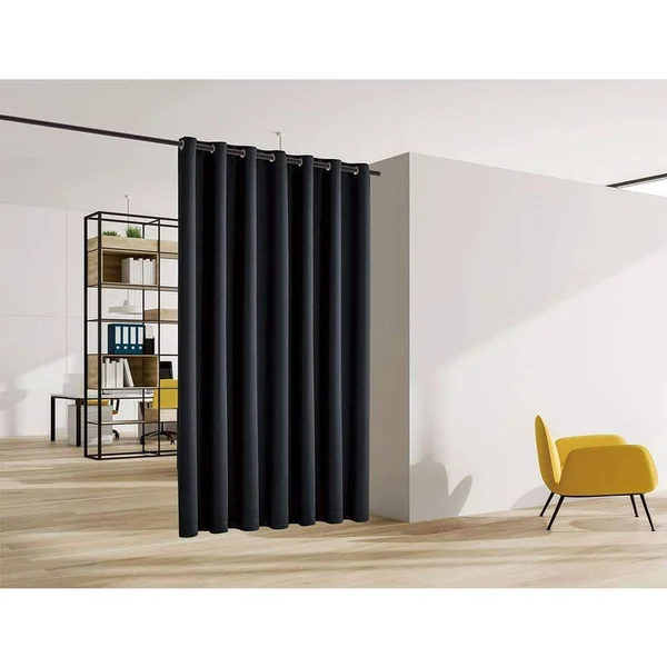 Legacy Decor Blackout Room Divider Curtain Panel Privacy Partition Heavyweight Premium Fabric Thermal Insulated - Grommet Top, Bl