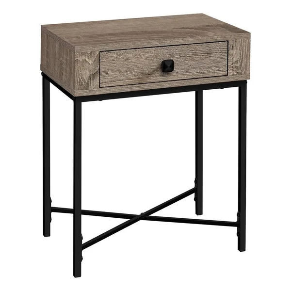 Monarch Specialties 22 in. H Dark Taupe/ Black Metal Accent Table