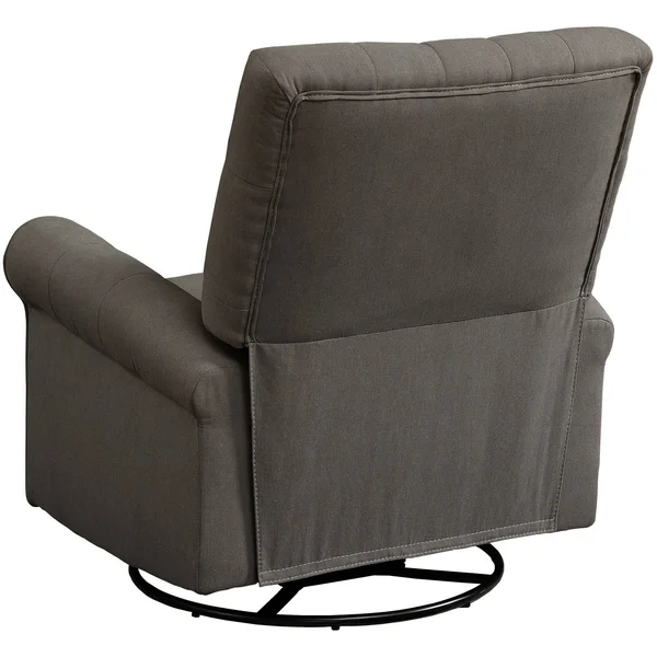 Pulaski Traditional Rolled Swivel Glider Arm Recliner, Fresh Pewter Grey