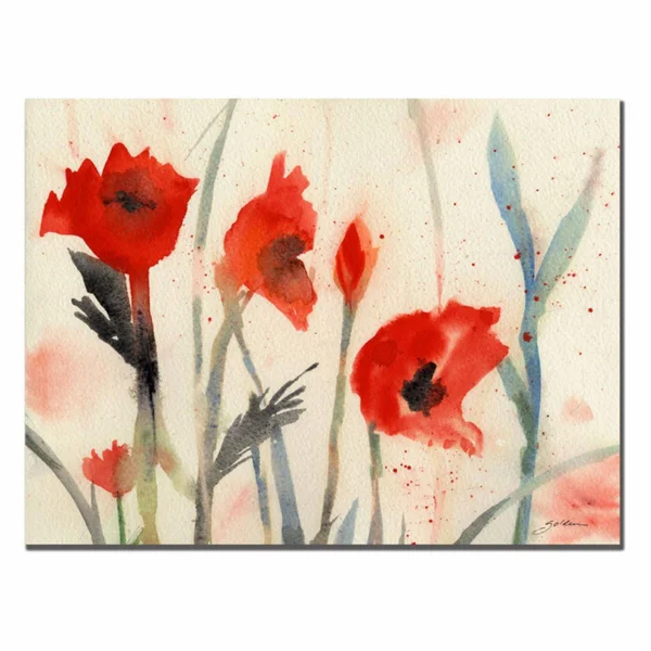 Trademark Global Sheila Golden &Poppies& Canvas Art