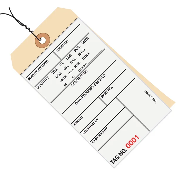 6 1/4 x 3 1/8x22 - (1000-1499) Inventory Tags 2 Part Carbonless #8 - Pre-Wired