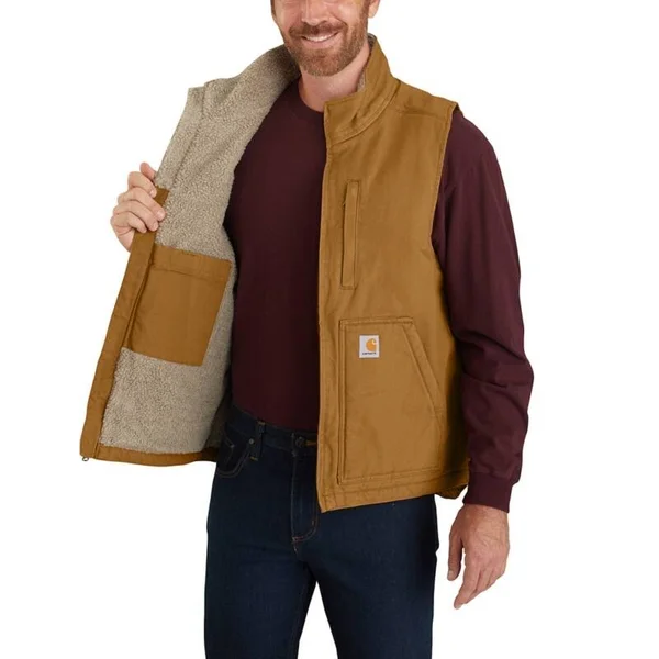 Carhartt Men's Sherpa Lined Mock Neck Vest, Gravel, XL