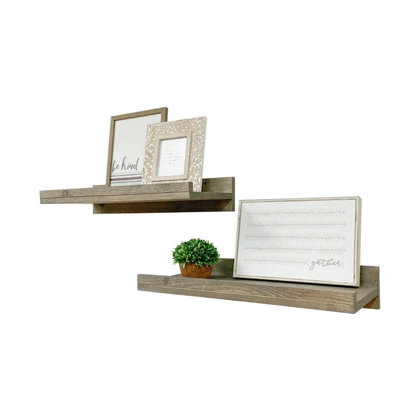Del Hutson Designs Walnut 24inch Rustic Luxe Shelves Set of 2 - Brown