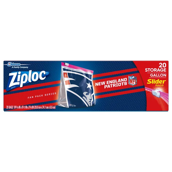 Ziploc NFL New England Patriots Slider Storage Bags, Gallon, 20 Count