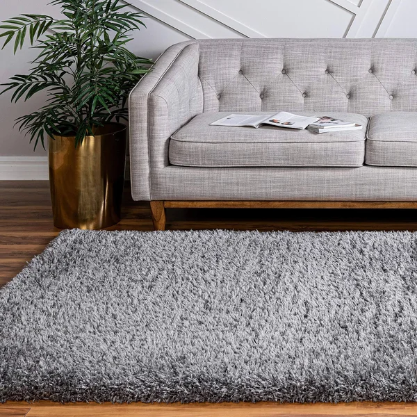 Infinity Collection Solid Shag Area Rug by Rugs.com – Smoke 7& x 10& High-Pile Plush Shag Rug Perfect for Living Rooms - Bedrooms