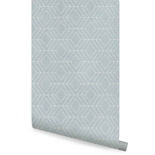 Diamond Geometric Art Deco Lines Peel and Stick Wallpaper - Light Blue