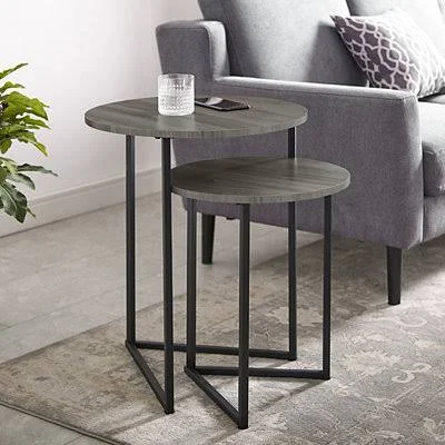 Kirkland's Gray Nesting V-Leg Accent Tables, Set of 2