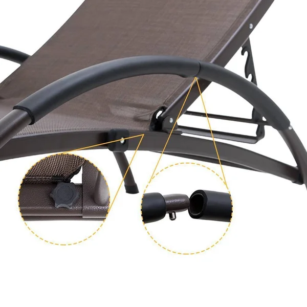 Outdoor Reclining Chaise Lounge Chair with Adjustable Backrest - Brown - Crestlive Products