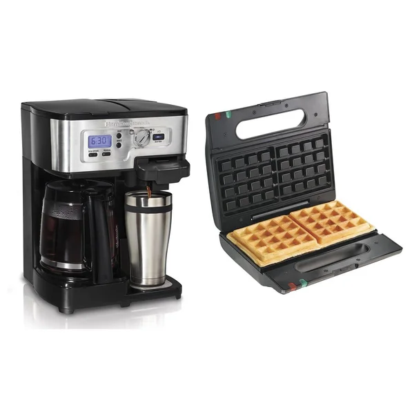 Hamilton Beach FlexBrew 12 Cup Coffee Maker + Proctor-Silex Belgian Waffle Maker