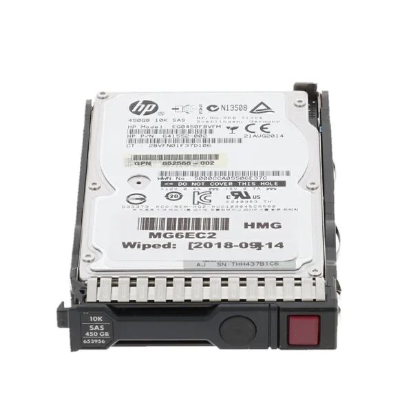 HP 653956-001 Hewlett Packard Enterprise 450GB hot-plug dual-port SAS HDD. HDD size: 2.5x22 HDD capacity: 450 GB HDD speed: 1000