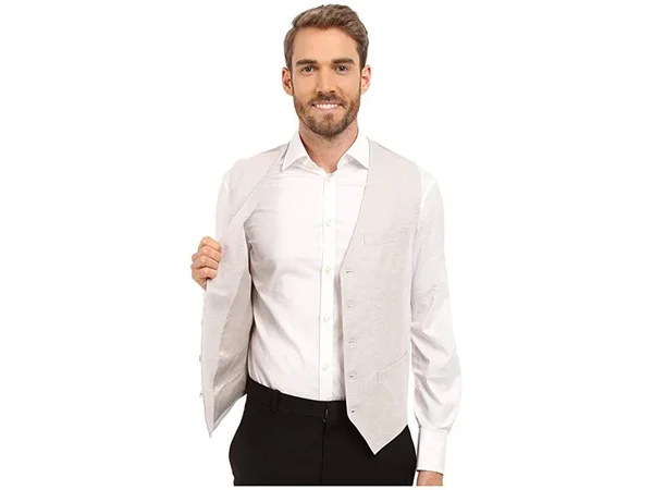 Perry Ellis Men's Twill Suit Vest - Beige - Size S
