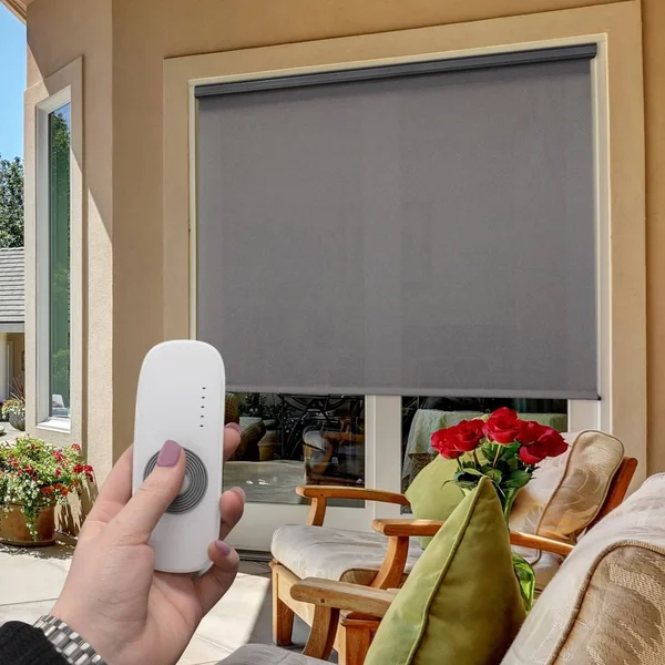 Keystone Fabrics O80.48.80 4 x 8 ft. Regal Rechargeable Motorized Outdoor Sun Shade with Protective Valance - Maple White