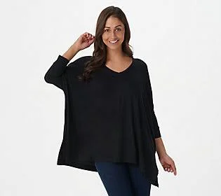 Laurie Felt Fuse Modal Oversized Ribbed Knit Pullover Top - Size Xs/s, Black