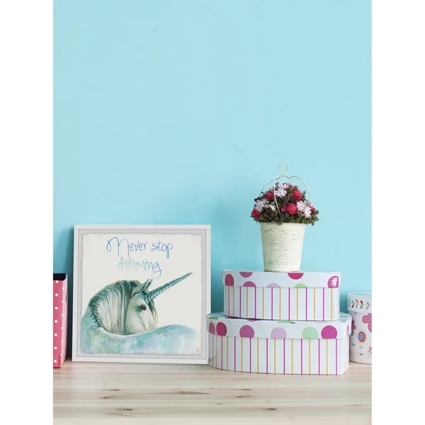 Marmont Hill Blue Unicorn Dreams II Framed Wall Art - Size: 32 x 32