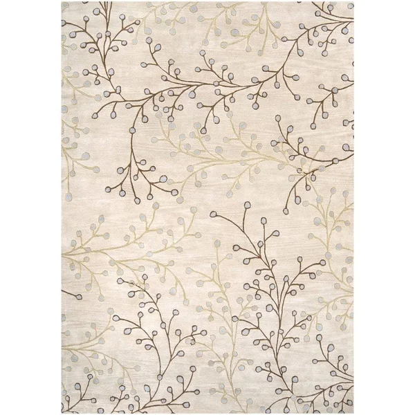Sakura Handmade Transitional Floral Wool Area Rug - Slate 9& x 12&
