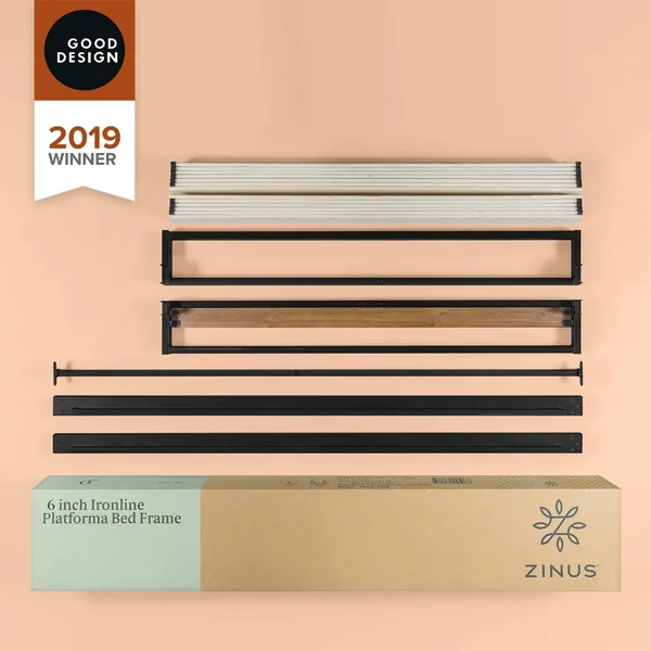 Priage by Zinus Good Design Winner 6 inch Brown Metal and Wood Platforma Bed - King