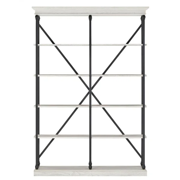 HomeSullivan 84 in. White Wash Metal 5-Shelf Etagere Bookcase