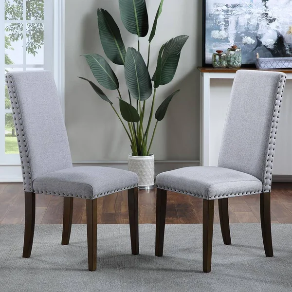 Harper & Bright Designs Light Grey Upholstered Dining Chairs (Set of 2), Gray