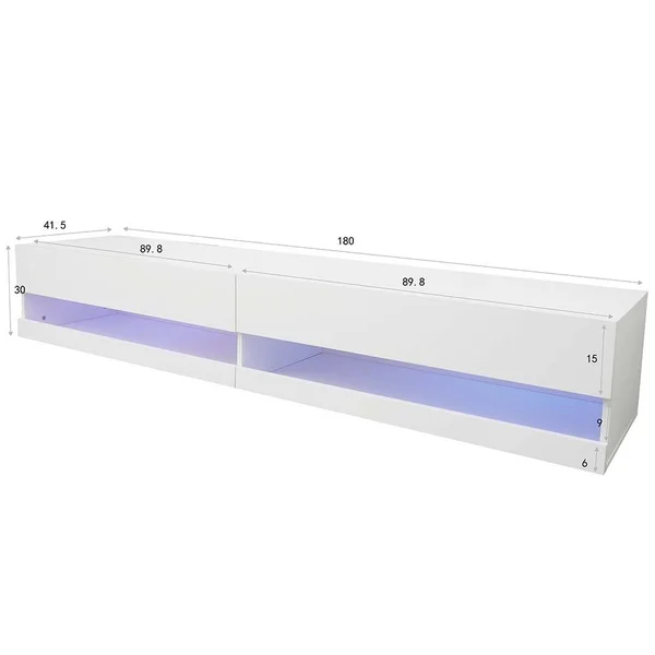 180 Wall Mounted Floating 71inch TV Stand with 12 Color LEDs White