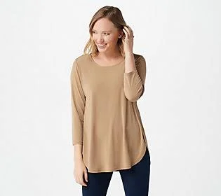 Susan Graver Modern Essentials Liquid Knit 3/4Sleeve Tunic, Size 3X, Riverstone