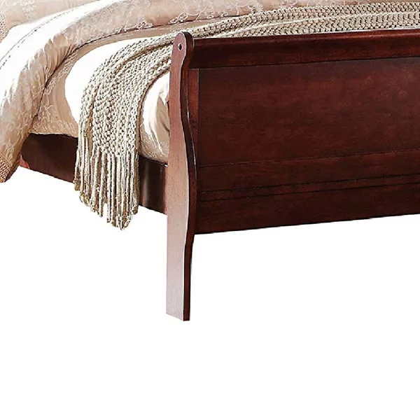 Transitional Style Wooden Queen Size Sleigh Bed Brown