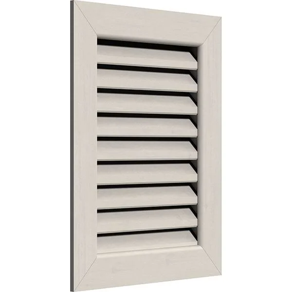 26 inchw x 16 inchh Vertical Gable Vent (31 inchw x 21 inchh Frame Size): Primed - Functional, Smooth Western Red Cedar Gable Ven