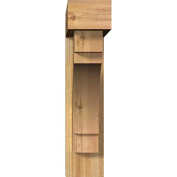 Ekena Millwork 1463049 6x22W x 26x22D x 26x22H Merced Block Rough Sawn Bracket w/ Offset Brace, Western Red Cedar