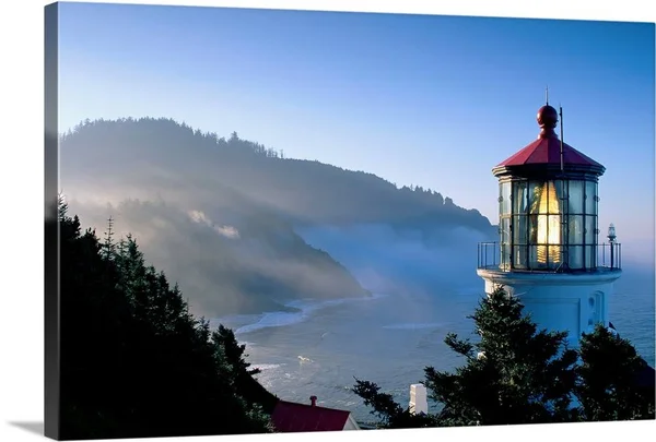 Oregon, View of Heceta Head Lighthouse in Early Morning Sun, Canvas Wall Art, 60x40, Great Big Canvas