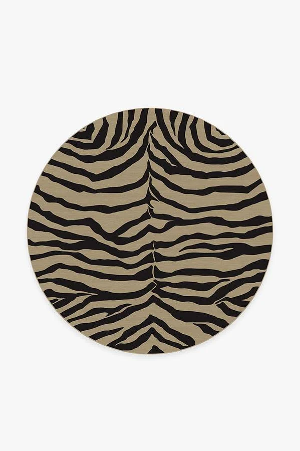 6& Round, Machine Washable Round Area Rug, Kid & Pet Friendly, Indoor Round Area Rug, Zebra Gold Rug, Ruggable