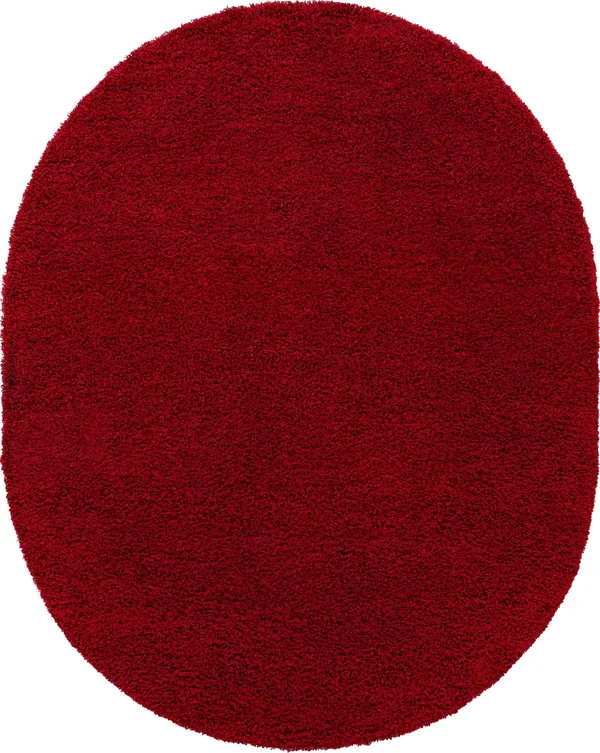 Unique Loom 3151394 8 x 10 ft. Solid Shag Oval Rug Cherry Red