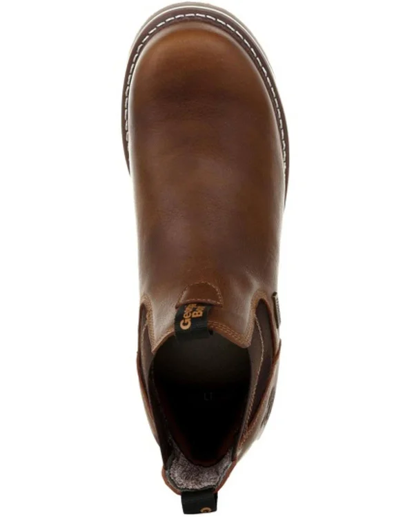 Men's Brown Georgia Boot Wedge Waterproof Chelsea Work Boot Size 9.5