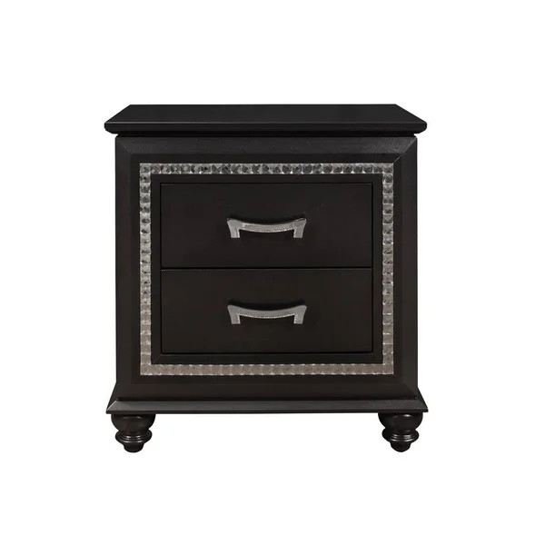 Global Furniture USA Metallica LED Silver Nightstand