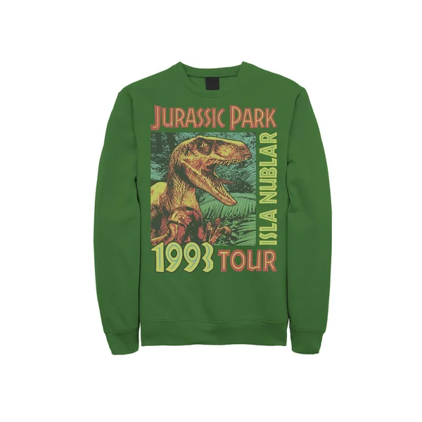 Men's Jusrassic Park Isla Nublar 1993 Tour Poster Sweatshirt - Size: XXL, Green