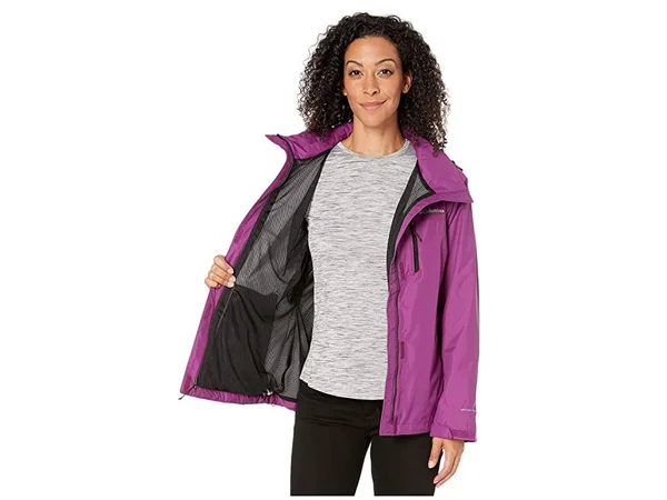 Columbia Pouration Jacket Women's Coat Wild Iris/Black : MD