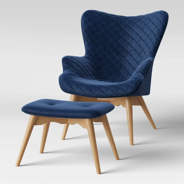 Ducon Modern Stitched Accent Chair with Ottoman Navy - Project 62
