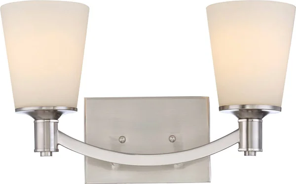 Bathroom Vanity 2 Light with Brushed Nickel Finish Medium Base 16 inch 200 Watts