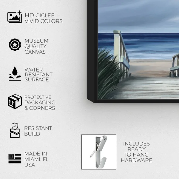 Oliver Gal 'Clouds on Vacation' Nautical and Coastal Wall Art Framed Canvas Print Coastal - White, Brown - 20 x 30 - Black