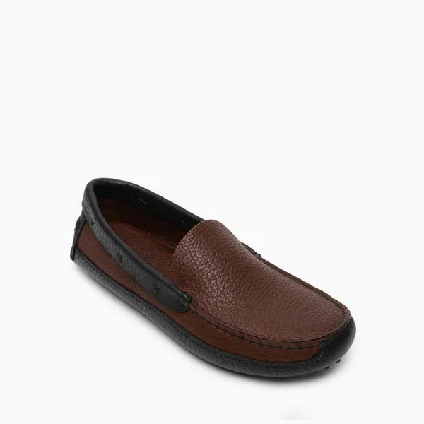 Minnetonka Moccasin - Men's P.W. Driving Loafer (Color Block) in Brown Upper and Black Lower, Size 10, Handmade