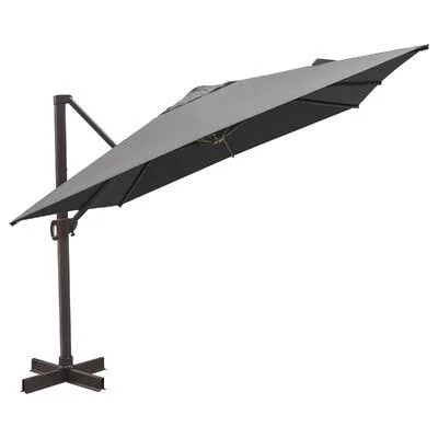 Arlmont & Co. Deluxe 10x10 Feet Outdoor Square Cantilever Umbrella, Patio Offset Hanging Umbrella with Crank Lift, Cross Bas