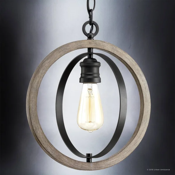 Luxury Vintage Pendant Light - 14x22H x 12x22W, with Modern Farmhouse Style, Charcoal Finish by Urban Ambiance UHP2214