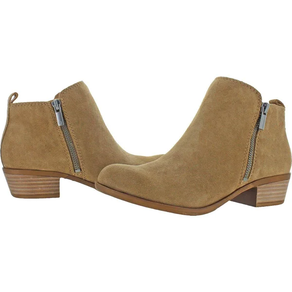 Lucky Brand Basel Womens Solid Booties Ankle Boots, Sesame Oiled Suede