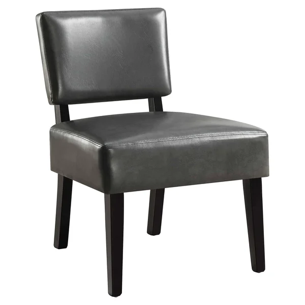 27.5x22 x 22.75x22 x 31.5x22 Charcoal - Foam, Solid Wood, Leather-Look - Accent Chair