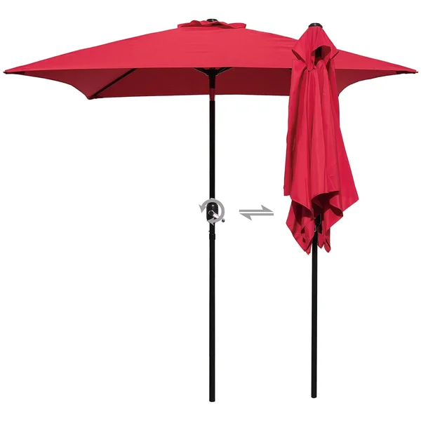 Davee Furniture 6.5& Square Patio Umbrella Outdoor Table Market Umbrella with Tilt/Crank - 4 Ribs (Red)