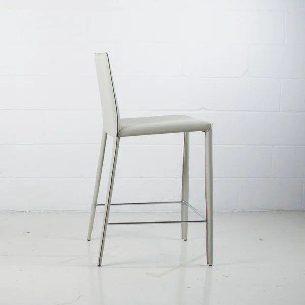 Prima Modern Leather & Metal Counter Stool - Contract Grade - Stone