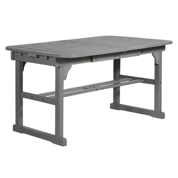 Extendable Outdoor Wood Patio Dining Table - Grey Wash, Gray