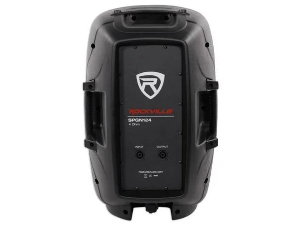 (2) Rockville SPGN124 12x22 Passive 2400W DJ PA Speakers+Stands+Cables+Carry Bag