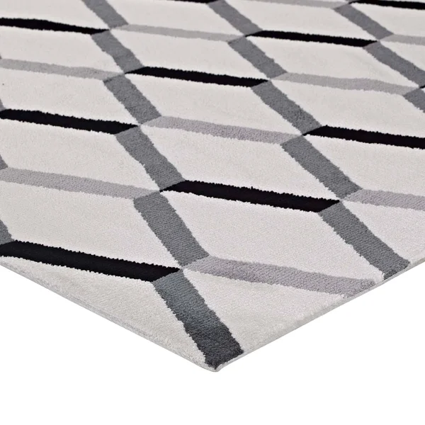 Modway Sigrun Geometric Chevron 8x10 Area Rug - Black and White
