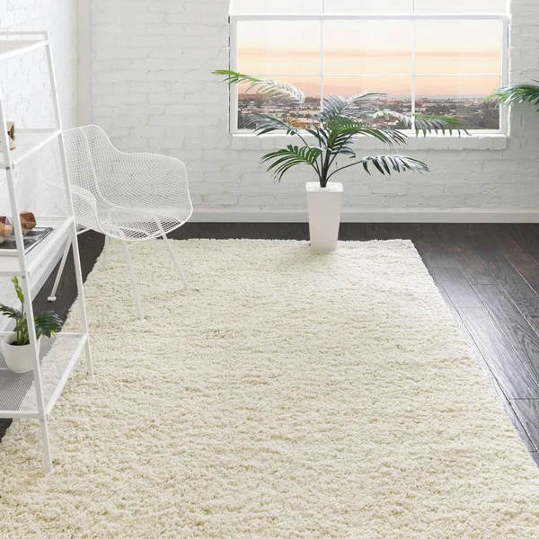 Unique Loom Everyday Solid Shag Area Rug - Ivory - 7& 0 x 10& 0