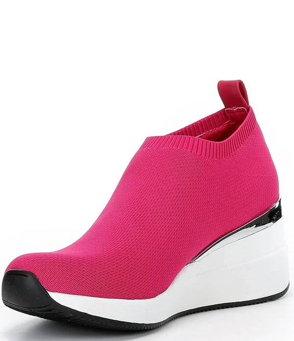 Dkny Parks Knit Wedge Sneakers, Womens, 10M, Jungle Fuchsia