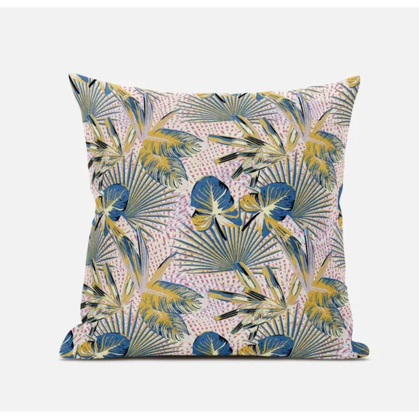 Plant Illusion Pillow Gray Gold Blue 16x22 x 16x22